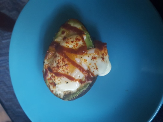 Egg Baked in an Avocado with Sriracha